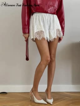 Sexy Lace Splicing Velvet Short Pants Women's Loose Elastic Waist High-waisted Mini Shorts 2026 Summer New Female Streetwear
