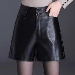 ZUZK Women Fashion PU Leather Shorts Autumn Winter Female High Waist Slim Streetwear Punk Motorcycle Lady's Boot Shorts