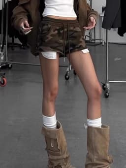 Aoaiiys Spice Girls Shorts Women Vintage Camouflage Print Shorts High Waisted Drawstring Fashion Design Short Summer 2026 New