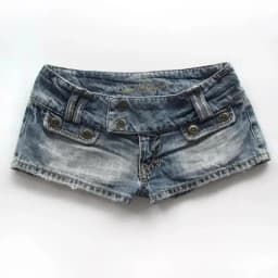 New Gothic Retro Blue Washed Mini Shorts Women Y2K Harajuku Covered Pocket Low Waist Shorts Sexy Hot Girl Denim Shorts