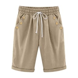 Casual Beach Ladies' Shorts Holiday Vocation Summer Slacks Women Solid Color Casual Button Pocket Elastic High шорты женские