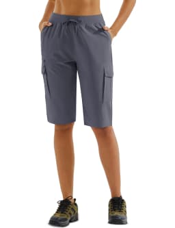 TACVASEN Womens 13 Inch Knee‑Length Cargo Bermuda Shorts UPF50+ Quick Dry Water Resistant Multi‑Pocket Lightweight Hiking Pants