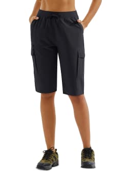 TACVASEN Womens 13 Inch Knee‑Length Cargo Bermuda Shorts UPF50+ Quick Dry Water Resistant Multi‑Pocket Lightweight Hiking Pants