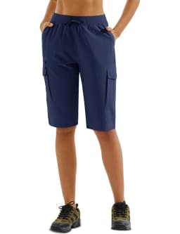 TACVASEN Womens 13 Inch Knee‑Length Cargo Bermuda Shorts UPF50+ Quick Dry Water Resistant Multi‑Pocket Lightweight Hiking Pants