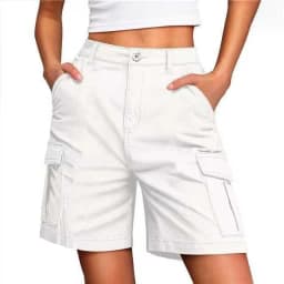 Women's Sporty Mid Waist Knee Length Shorts with 3D Pocket Contrast Panel Solid Color Casual Summer Bottoms for Outdoor Wear