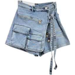 Denim Skirt Women Jeans Culottes Cargo Shorts Irregular Washed High Waist Multiple Y2k Punk Streetwear Short Pants Summer 2025