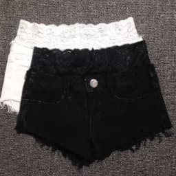 Lace Splicing Elastic Tigh Ultra-shorts Women's Denim Shorts Sexy Low-rise Hot Pants