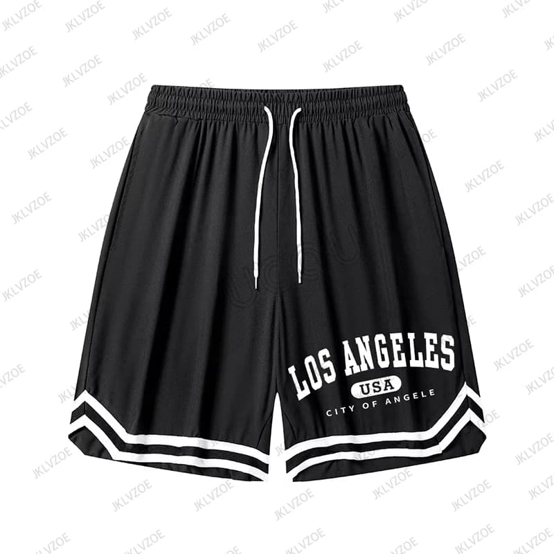 Summer New Women‘s Men's Los Angeles Sports Fitness Shorts Basketball Game Training Running Casual Quick-Drying Short Pants