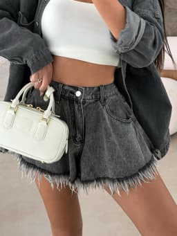 High-Waisted Umbrella Black Denim Shorts Women