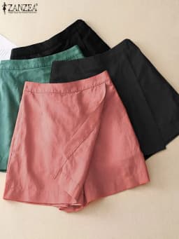 ZANZEA Women Summer Sports Shorts Korean Fashion Culottes 2024 Solid Casual Culotte Pant Elastic High Waist Shorts Streetwear