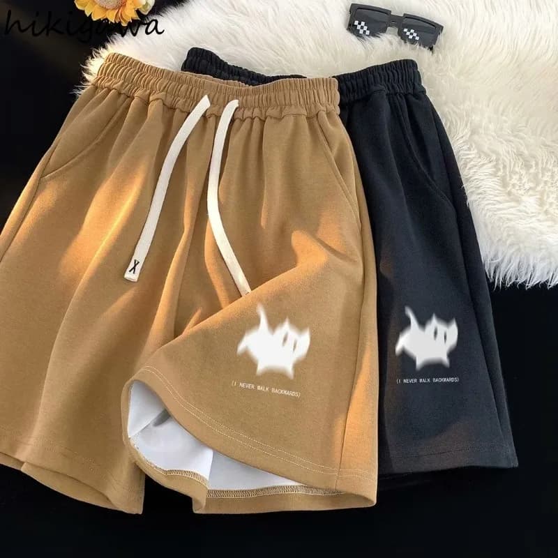 Women Clothing Pantalones Cortos De Mujer Summer Casual Shorts Streetwear BF Print Fashion Y2k Wide Leg Pants 2025 New Bottoms