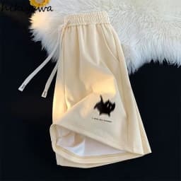 Women Clothing Pantalones Cortos De Mujer Summer Casual Shorts Streetwear BF Print Fashion Y2k Wide Leg Pants 2025 New Bottoms