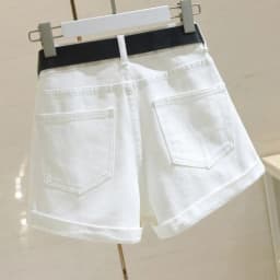 vintage All Match Casual Women Denim Shorts Casual High Waist Slim Summer Mom Jeans Shorts with belt Chic Hot Ladies Bottom 2020