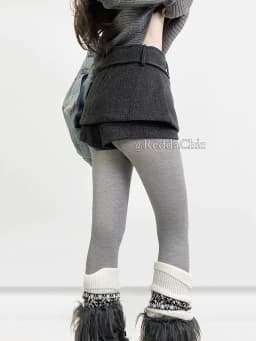 REDDACHiC Low Rise Tweed Shorts Women School Retro Gray Belt A-line Wrap Skirt Mini Skorts Grunge Cutecore Autumn Winter Bottoms