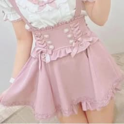 Sweet Cute Lace A-Line Mini Skirts Women Gothic Lolita Ribbon Short Suspender Plaid Skirt Summer 2025 Solid Kawaii Japanese