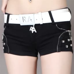 2023 Summer Hot Girls Japanese Harajuku Punk Skull Low Waisted Lace-up White Thin Denim Shorts Goth Rock Sexy Women Shorts