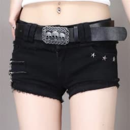 2023 Summer Hot Girls Japanese Harajuku Punk Skull Low Waisted Lace-up White Thin Denim Shorts Goth Rock Sexy Women Shorts