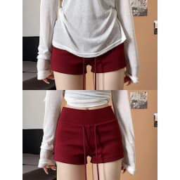 Nicemix Red Spicy Girl Casual Sports Shorts for Women Summer New Drawstring Yoga Wrap Hip Slimming High Waist Tight Shorts