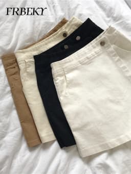 Summer Solid Color Shorts Korean Fashion High Waist Casual A-line Pants Skirt Loose Wide Leg Pants Shorts for Women Streetwear