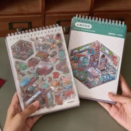 Kawaii 3D Cartoon Miniature Scene Sticker Book Collection DIY Scrapbooking Pocket House Stacking Game Stickers Children's Gifts