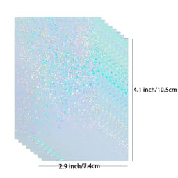 50pcs Holographic Sticker Paper 2.9 X 4.1 Inch Clear Vinyl Self-Adhesive Waterproof Transparent Cold Laminating Film for Crafts