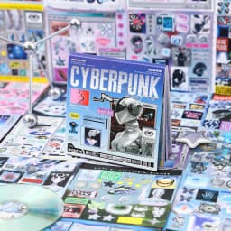 Cyberpunk Theme Die-Cut Stickers Book 30/60 Sheets for DIY Decorative Scrapbook Phone Case Collage Aesthetic Stationery Stickers