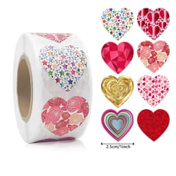 50-500pcs 1inch Red Heart Stickers for Valentine's Day Baking Packaging Sticker Envelope Seals Love Decorative Sticker