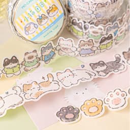 2m/roll Cute Cartoon Cat Tape DIY Scrapbook Background Decoration Album Envelope Diary Marking Stationery stickers