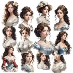 Stickers Watercolor Victoria White Skirt Girl Stickers DIY Scrapbook Diary Project Decoration Vintage Scrapbooking Stationary