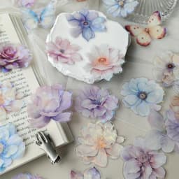 60 pcs/Box Gorgeous Flower PET Stickers Hand account DIY Scrapbooking Collage Decor Junk Journal Supplies Sticker Stationery