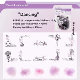 Etori Life Poem Ink Mark Series 30Pcs Vintage Watercolor Collage Pet Stickers Floral Lace Old Newspaper Clock Journal Decoration Materials for Laptops, Phone Stickers, Suitcases, Office Decoration Accessories, DIY Crafts, Pencil Cases, Handmade Scrapbooking Supplies, Student Gift Paper Bags, Children's Stickers, Gifts for Friends