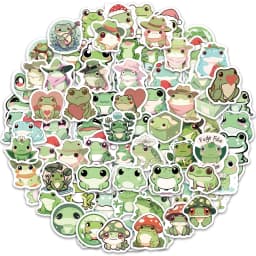 100PCS Cute Cartoon Frog Stickers Creative Handbooks Phone Cases Laptop Suitcases Water Cups Waterproof Stickers