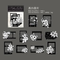 JIAMEI 30pcs/pack Transparent PET Flower Stickers Retro Film DIY Scrapbooking Decor Junk Journal Supplies Sticker Stationery