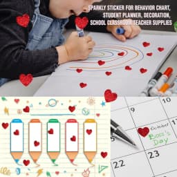 600 Pcs Red Heart Stickers, Small Holographic Stickers for Student Reward 0.5in Small Sparkly Sticker for Gift Sealing