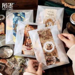Journamm 200pcs/pack Decor Scrapbook PET Sticker Materials Paper Combo Kit DIY Junk Journal Collage Photo Album Vintage Stickers