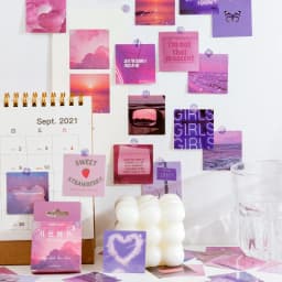 45Pcs/Box Purple Series Stickers Aesthetic Stickers Decorative Ablum Diary Squared Paper Stickers For Children Stationery