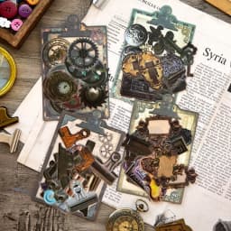30Pcs PET Stickers Industrial Gear Mechanical Frame Lock Marke Old Materials Stationery Decoration Gift Scrapbook 138*90MM