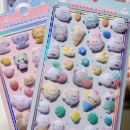 1 pc/6 pcs Cartoon Animals Flocked 3D Relief Stickers Journaling DIY Diary Cute Stationery Sticker Decor School Supplies