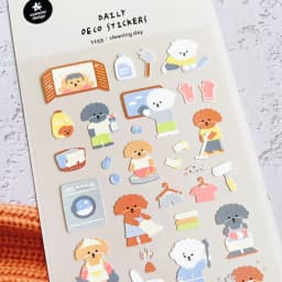 Korean Import Original Suatelier Dog Cleaning Day Nylon Stickers Scrapbooking Diy Journal Stationery Sticker Deco Art Supply