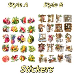 20pcs Watercolor Village Kitchen Home Cooking Hand Account Stickers Stationery Laptop Fridge Suitcase Skateboard Phone Sticker