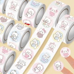 488 Pcs Cute Cartoon Cat Stickers Roll High Appearance Level Decals for Scrapbook Journal Envelope Sealing Reward Decor