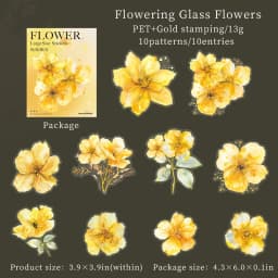 JIANWU Translucen Flowers Series Vintage Flower Bronzing Material Collage PET Sticker Creative DIY Journal Stationery