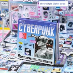 Cyberpunk Theme Die-Cut Stickers Book Electronic Retro Decorative Stickers for DIY Diary Scrapbook Stationery Phone Case