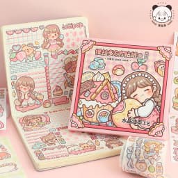 12pcs Washi Stickers Cartoon Kawaii Stickers Telado Girl Handbook DIY Goo Card Decoration Material Cute Stickers Stationery