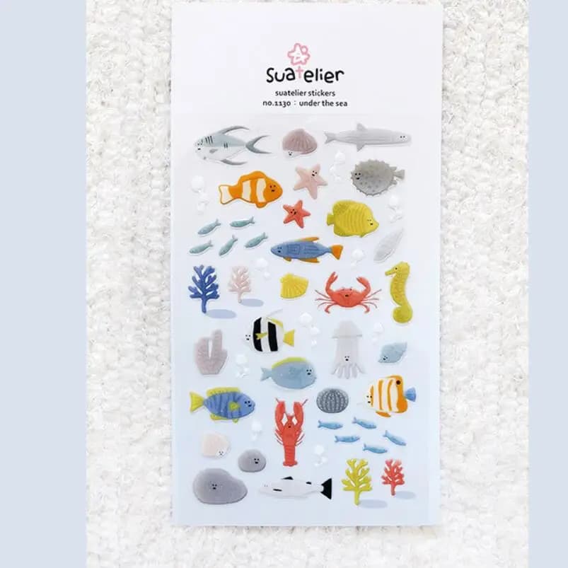 Korean Import Original Suatelier Under The Sea 3D Crystal Stickers Scrapbooking Diy Journal Stationery Sticker Deco Art Supply