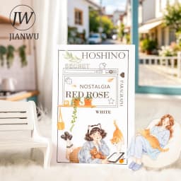 JIANWU Old Time Paper Series Vintage Girl Character Landscape Material Collage PET Sticker Creative DIY Journal Stationery
