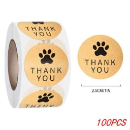 100-500pcs Cute Paw Thank You Stickers Seal Labels Bussiness Supplies 1 Inch Gold Foil Gift Packaging Stickers Stationery Decor