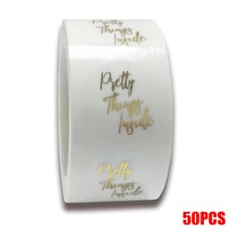 50-500pcs Labels 1inch Clear Gold Foil Thank You Stickers For Wedding Pretty Gift Cards Envelope Sealing Label Stickers