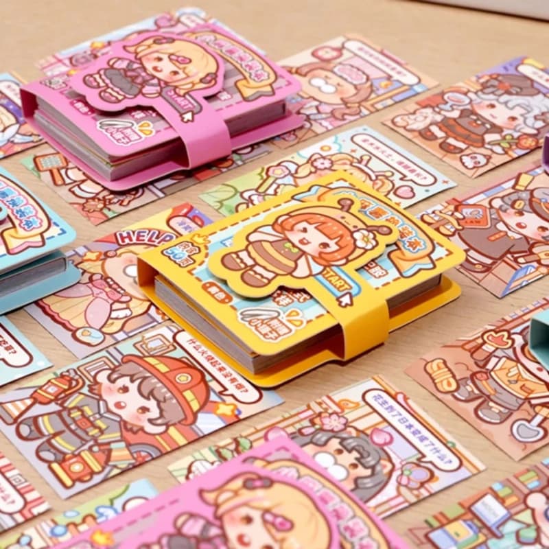 1 Mini Dress-Up Sticker Book Easy to Carry in Your Pocket Cute No-Cut Stickers for Journals Creative Scene Dress-Up Sticker Book