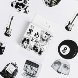 Etori Life 46pcs Vintage stickers in black and white DIY Decoration Student Stationery Notebook Diary Journal Stickers
